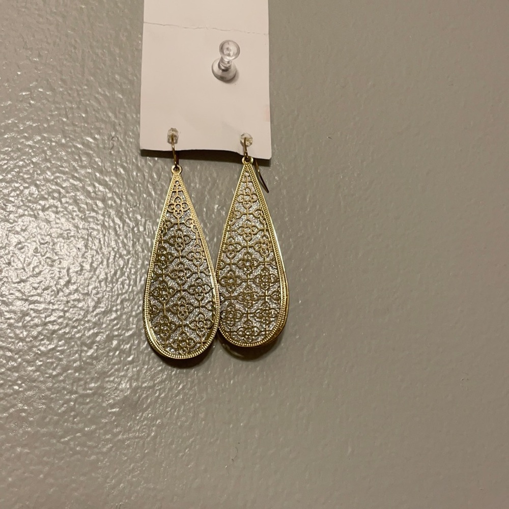 Gold and silver dangle earrings